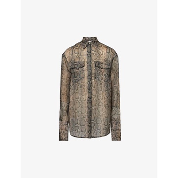 Snake-print woven shirt