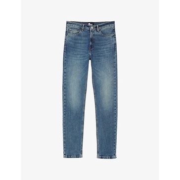 Mid-wash straight-leg mid-rise jeans