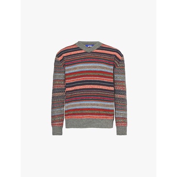 Relaxed-fit striped wool-knit jumper