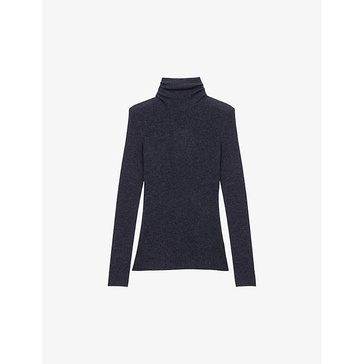 High-neck slim-fit wool and silk-blend jumper