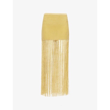 Calista fringe-trim knitted mini skirt