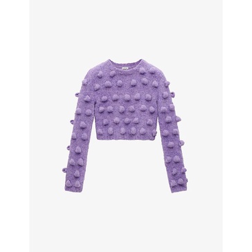 Bubble-motif cropped knitted jumper