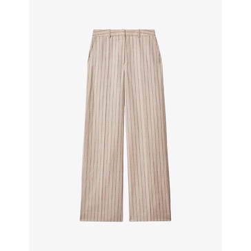 Odette pin-stripe wide-leg high-rise woven trousers