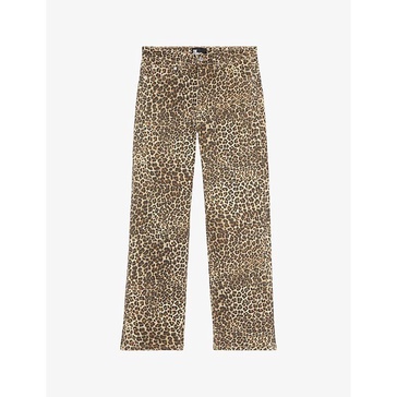 Leopardo-pattern mid-rise stretch-denim boyfriend jeans