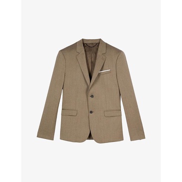 Lapel-collar single-breasted wool blazer