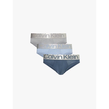 Logo-waistband pack-of-three stretch-cotton briefs