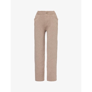 Double Face knitted straight-leg mid-rise cashmere-blend trousers