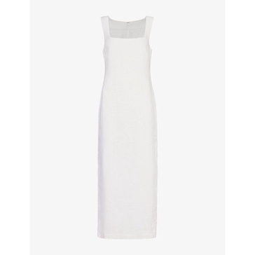 Alice square-neck linen midi dress