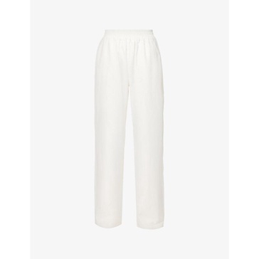 Wide-leg high-rise cotton-poplin trousers