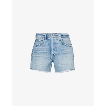 Annabelle raw-hem mid-rise organic-denim shorts