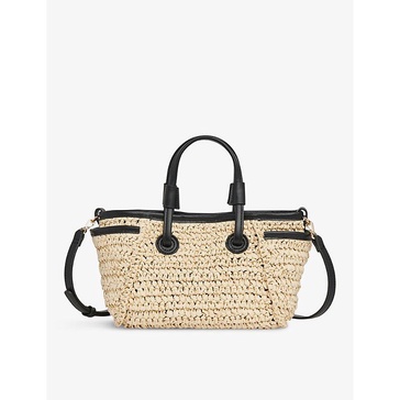 Aylin mini double-handle straw tote bag