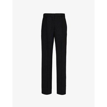 Straight-leg mid-rise polyester and wool-blend trousers