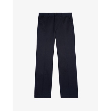 Regular-fit wide-leg cotton trousers