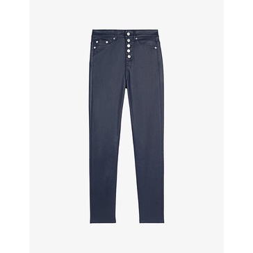 Belt-loops tapered-leg high-rise stretch-woven jeans