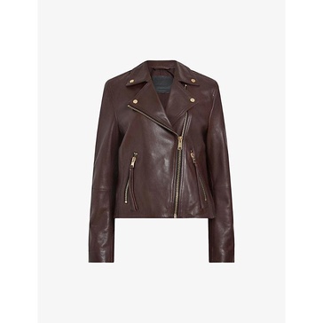 Dalby regular-fit cropped leather biker jacket