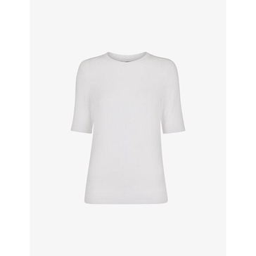 Essential crew-neck ribbed stretch-woven T-shirt