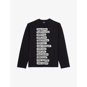 Long-sleeved oversized cotton-jersey T-shirt