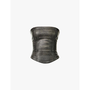 Ash distressed faux leather corset top