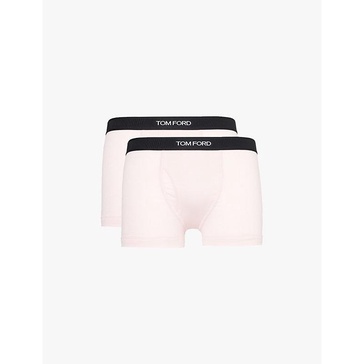 Branded-waistband stretch-cotton trunks