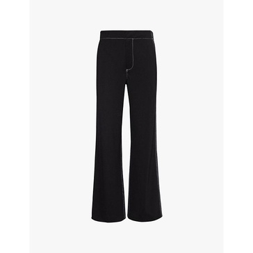 Irina contrast-stitch straight-leg mid-rise stretch-woven trousers