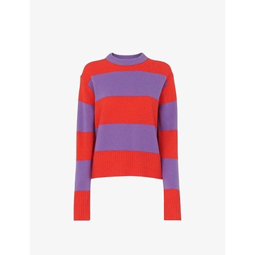 Block-striped relaxed-fit wool jumper