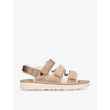 Goldencoast multi-strap suede and mesh-blend flat sandals