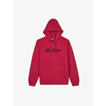 Logo-embroidery drawstring-hood cotton-jersey hoody