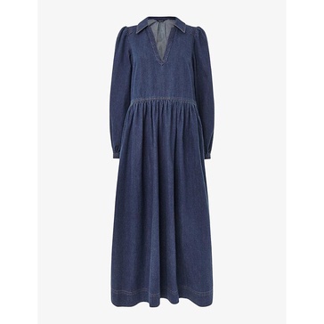 Rina collared denim midi dress