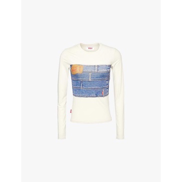 Levi's x Adsb Andersson Bell Second Skin denim-print stretch-woven top