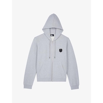 Embroidered-patch oversized cotton hoody