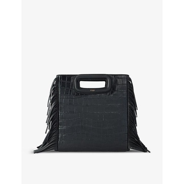 M fringed-trim croc-embossed leather cross-body bag