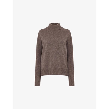 Roll-neck patch-pocket wool jumper