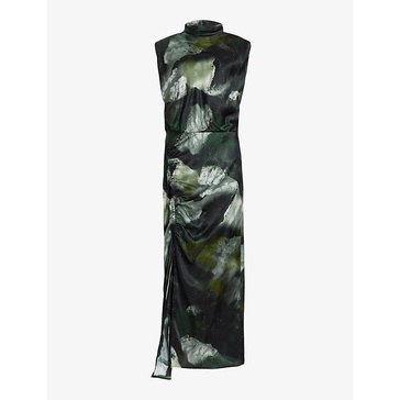 Isa graphic-print woven midi dress