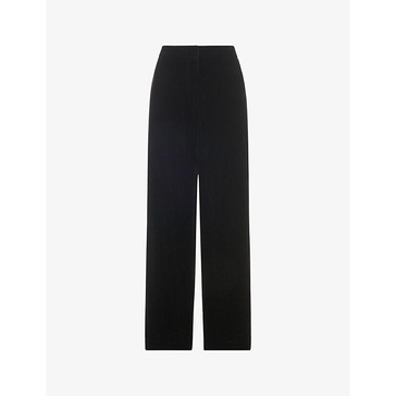 Wide-leg mid-rise velvet trousers