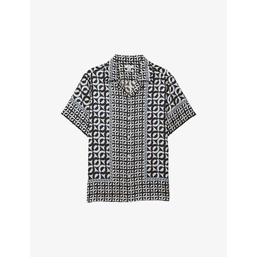 Prentice geometric-print short-sleeve woven shirt