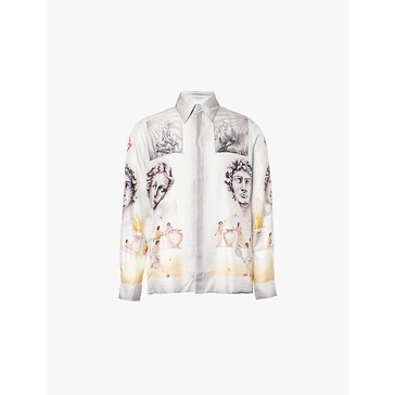 Unisex illustrated regular-fit silk shirt