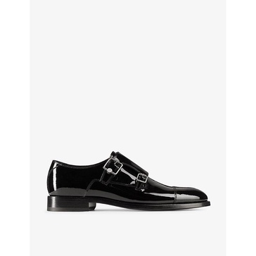 Finnion double-strap patent-leather monk shoes