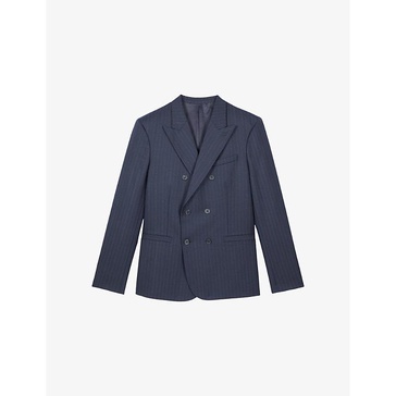 Peak-lapel double-breasted striped wool blazer