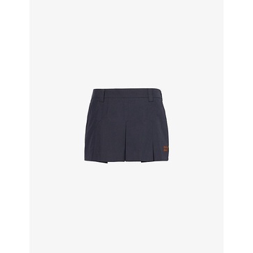 Brand-patch cotton-blend mini skirt