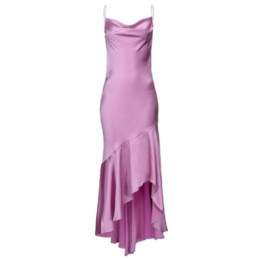 Satin Sleeveless Dress with Ruffles