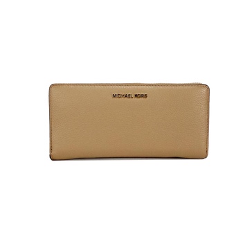 Jet Set Travel Large Camel Leather Continental Wristlet Wallet