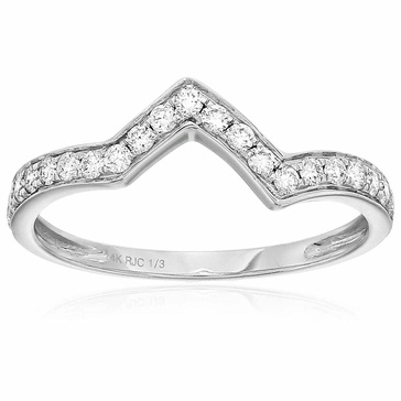 1/3 cttw diamond wedding band for women, heartbeat wave style wedding band in 14k white gold