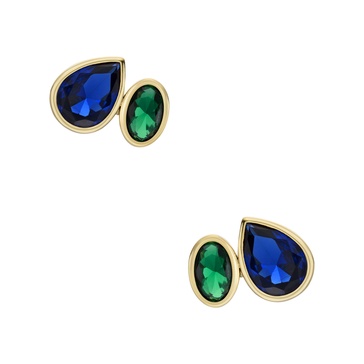 women's ear party sapphire blue and emerald green crystal toi et moi stud earrings