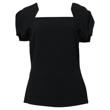 limited edition square neck puffed sleeved top in black viscose