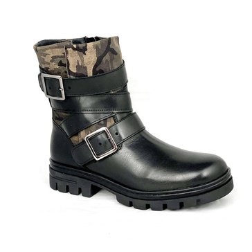 women's natalie leather boot in black/camo