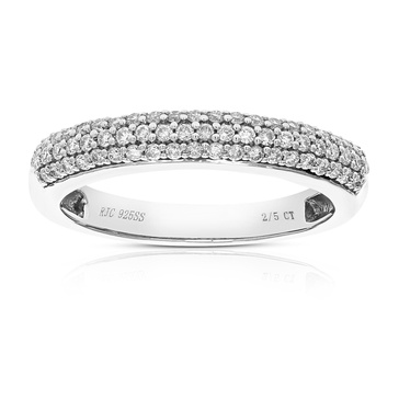 2/5 cttw 61 stones round cut lab grown diamond wedding band .925 sterling silver prong set