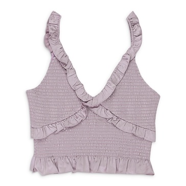 satin smocked lilac tank top