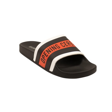 black rubber ace logo slides