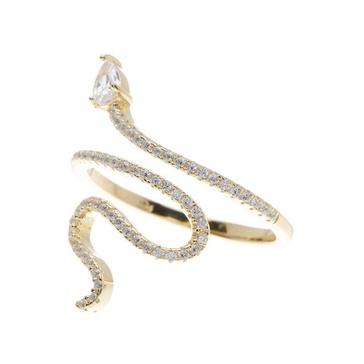 crystal snake ring gold