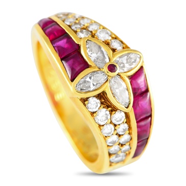 18k yellow gold 2.15ct diamond and ruby ring vc16-110624